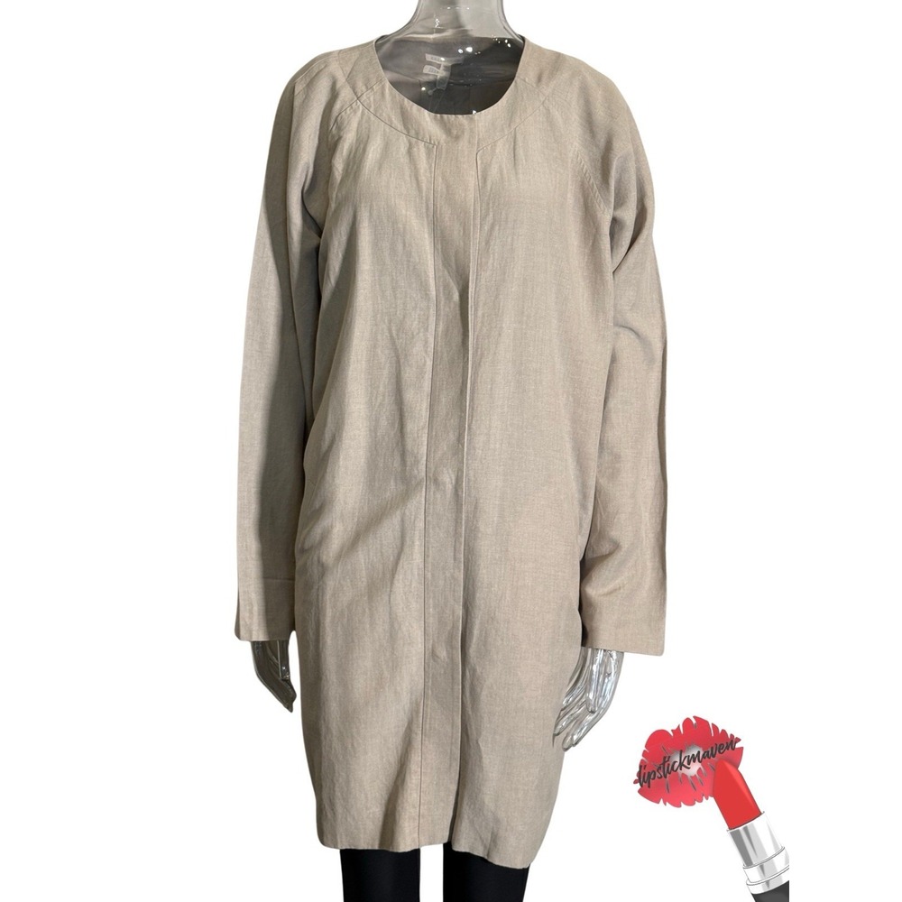 Eileen Fisher Jacket Womens XL Beige Tan Snap Buttons Quiet Luxury NWT